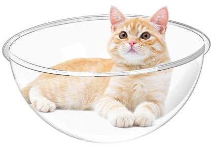 Maison Pour Chat En Acrylique - Dôme Transparent, Hamac À Bulles Suspendu | Perchoir Mural avec Housse Ventilée, Coque Transparente Robuste, Meuble De Fenêtre Peu Encombrant Pour La Détente Des Chats