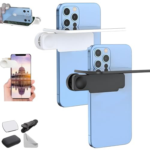 Spiegelreflexion für iPhone, Smartphone-Kamera-Spiegelreflexions-Clip-Kit, HD-Glasspiegel für Telefon zur Verwendung der Rückkamera, tragbare Spiegel für iPhone-Rückkameras Fotografie (Mix)