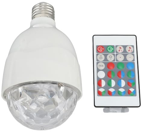 Akozon Bulbo della Lampada a Sfera da Discoteca E27 LED RGB Suono Attivato con Telecomando | Luci da Strobo Rotanti Colorate per Feste, Matrimoni e Barre