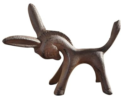 PawwJoy Esel-Figur aus Gusseisen, rustikale Tierstatue, Sammlerstück, Ornament für Heimdekoration, Schrank, Regal, Schreibtisch, 13 x 4 x 9,5 cm