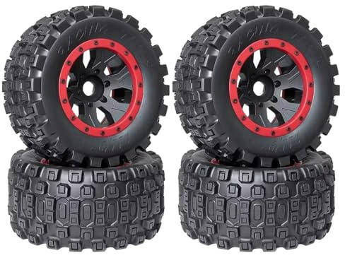 RC-Reifenteile Für Arrma 8S Für Outcast Für Traxxas Für X-MAXX 1/5 1 Set 211 Mm Reifen Mit 24 Radsechskant RC-Auto-Ersatz Und -Reparatur(Red)