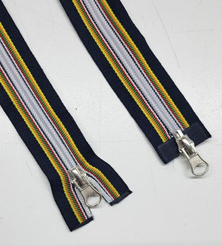 AMANTE NSF - Cerniera Zip Divisibile, Multicolor con Strisce, Doppio Cursore in Acciaio, Catena 6 in Nylon, Design Sportivo con Dettagli Colorati (multicolor, 70)