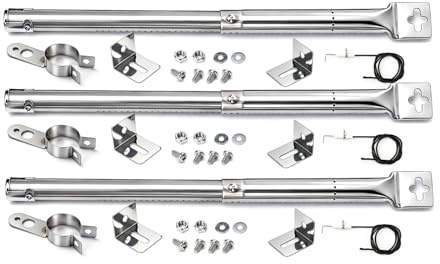QuliMetal 31-45cm Brûleur Universel Pièces détachées pour Landmann Triton 2, Enders Monroe, Tepro, Campingaz, Taino, Proficook, Barbecook, Brûleur Tubulaire Réglable, 3 pièces