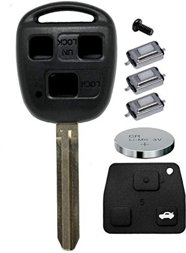 Auto Schlüssel Funk Fernbedienung 1x Gehäuse 3 Tasten TOY43 + 1x Tastenfeld + 3X Mikrotaster + 1x CR2016 Batterie für Toyota