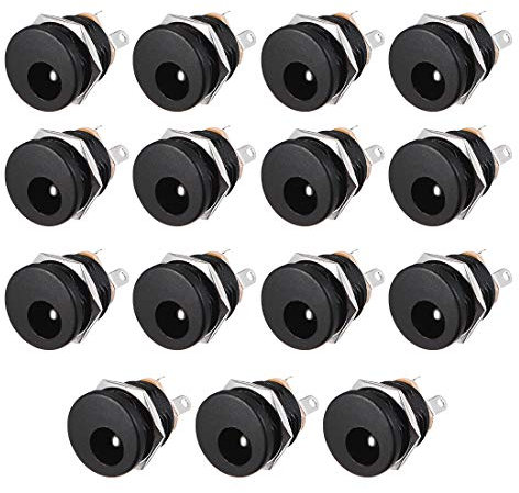 sourcing map DC-022 5.5mmx2.1mm DC Power Jack Socket 3 Pin Female Panel Mount Connector 15pcs