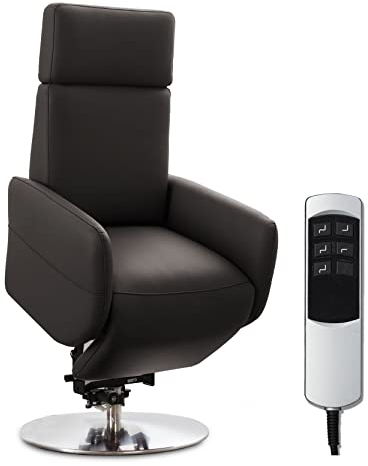 Cavadore TV-Sessel Cobra / Fernsehsessel mit 2 E-Motoren, Akku und Aufstehhilfe / Relaxfunktion, Liegefunktion / Ergonomie L / 71 x 112 x 82 / Echtleder Mokka