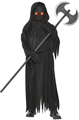 Amscan - Kinderkostüm Grim Reaper, Robe, Gürtel, Maske mit LED-Augen, Handschuhe, Sensenmann, Dämon, Mottoparty, Karneval, Halloween