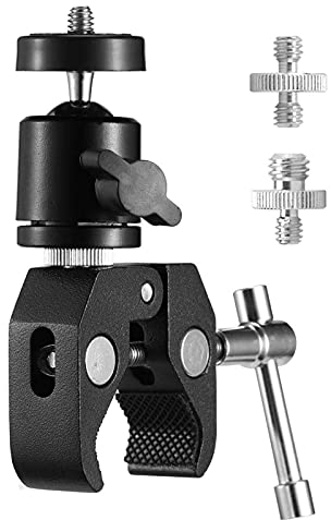 SUPON Super Clamp with Mini Ball Head Bracket Holder Mount with 1/4 inch Screw and 3/8 inch Screw for Rig, Monitor, DSLR