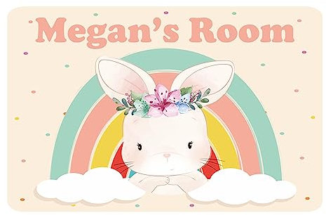 Bunny Kids Bedroom Door Sign Personalised For You - Any Name! Door Plaque,Girls/Boys,Nursery,Decor,Kids Room,Animals