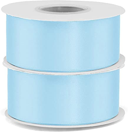 NOVAGO-2 Rouleaux 22 M ruban satin Décoration pour Fleurs, cadeaux, Mariage, fêtes. (Largeur 4cm, Bleu Ciel)
