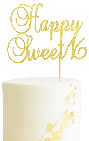 Arthsdite Happy Sweet 16 Kuchendekoration zum 16. Geburtstag, süße 16. Geburtstag, Dekoration zum 16. Geburtstag, Gold-Glitzer