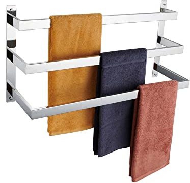 KOKOSIRI Handtuchhalter Badetuchhalter Chrom Badezimmer 3 Etagen Leiter Handtuchhalter Wandmontage Handtuchregale Regale Polierter Edelstahl, B5006CH-L24
