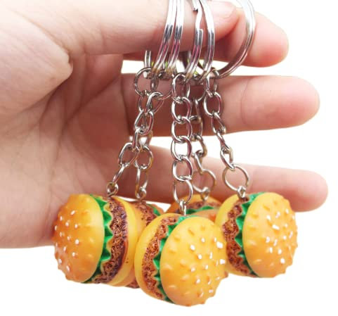 YKKJ Schlüsselanhänger,Hamburger Keychain 5pcs Schlüsselanhänger Ring Mode Personality Keyring für Freundin Bag Charm/Weihnachten/Valentinstag/Geburtstagsgeschenk