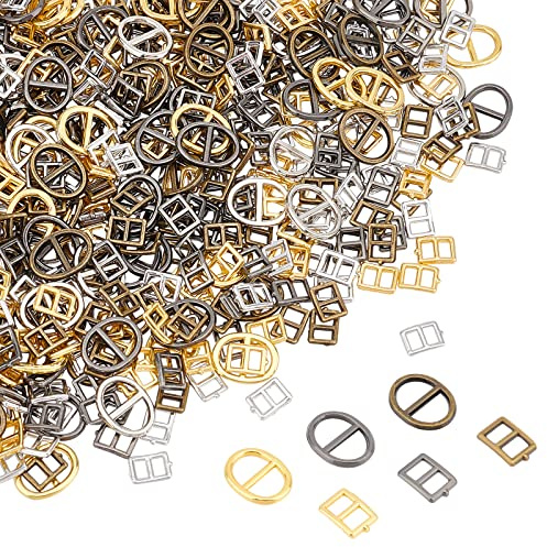 NBEADS Triple Slide Buckles, Webbing Slider 4 Sizes Slider Adjusters Belt Buckles for Belt Bags DIY Accessories, Bronze Or Gold Silver Black, 10.5x8x1mm