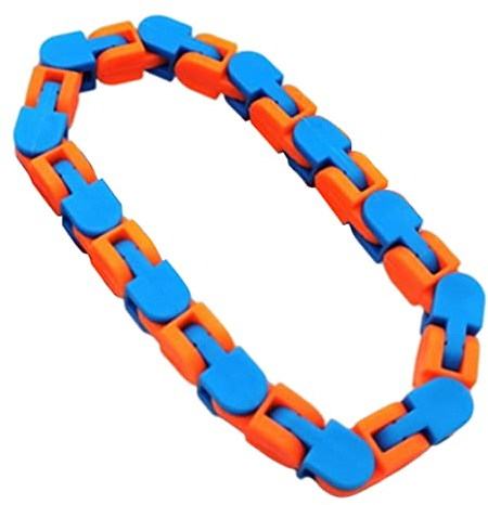 Wacky Tracks Sensorisches Spielzeug DIY 24 Links Stress Relief Chain Link Zappel Schlangenspielzeug Blau Orange Hand Spinner