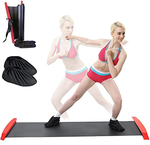 KAXIAA Tragbare Eishockey-Gleitbrett-Trainingsmatte, Yoga-Gleitmatte, Skating-Training, Balance-Board, Heimtraining,Rot,50 * 200cm