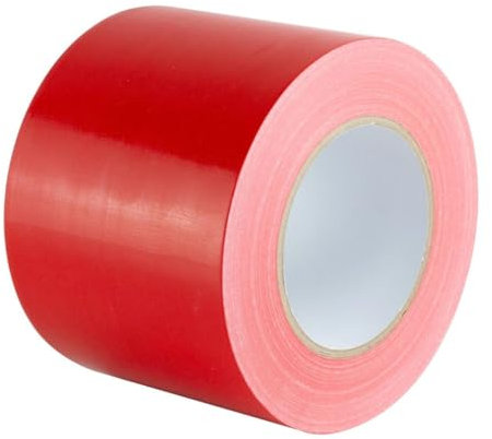 GTSE Nastro adesivo rosso, rotolo largo, 100 mm x 50 m (4), resistente, multiuso, impermeabile, per progetti fai da te, riparazioni, 1 rotolo