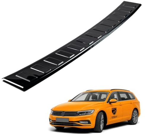 CHROMEMASTER | Ladekantenschutz Stoßstangenschutz Kompatibel mit VW Passat B8 Kombi 2014-2023 | Edelstahl/Dunkles Chrom | Lackschutzleiste Sichert den Heckstoßfänger vor Kratzern