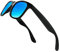 URAQT Sonnenbrille, Schwarze Retro Vintage für Herren Damen, Rahme Ultra Leicht Brille mit UV 400 Schutz, Unisex Mode Sunglasses zum Golf Fahren Angeln Reisebrille Outdoor Sport（Blaues Quecksilber）