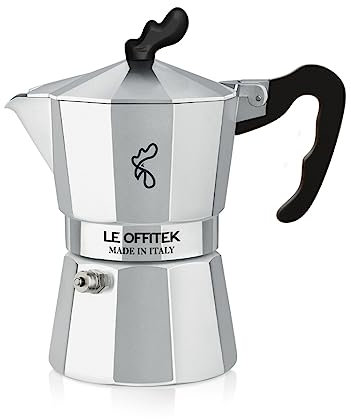Lorren Home Trends Amika Made In Italy Classic Stovetop Espresso Maker, Italian Coffee, 6 Cup,Silver