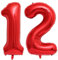 Luftballon 12. Geburtstag Zahl 12 Rot XXL Riesen Folienballon 100cm Geburtstagsdeko Mädchen Frau Ballon Zahl Deko zum Geburtstag. Fliegt mit Helium. (Rot, Zahl 12)