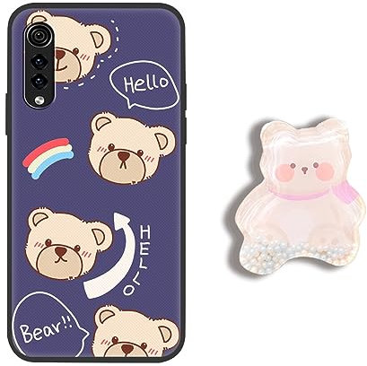 DESSEN Niedliches Cartoon Handyhülle für LG Velvet 4G/5G, Stoßfeste Bumper Hülle, Anti-Fingerabdruck Silikon Schutzhülle mit Ringhalterung Cover.5-9
