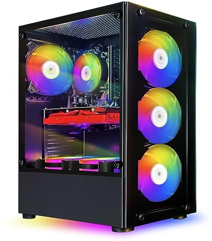 STGsivir Gaming Desktop-PC, Core i7 3,4 G bis 3,9 G, Radeon RX 580 8G GDDR5, 16G, SSD 1 TB, WiFi, BT 5.0, RGB Lüfter x 6, W10H64