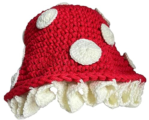 Pilz Cosplay Hut - Fee häkeln Cosplay Zubehör Pilz Zubehör für Frauen,57–62 c großes Pilzhut-Kostü, Pilz-Accessoires für Damen