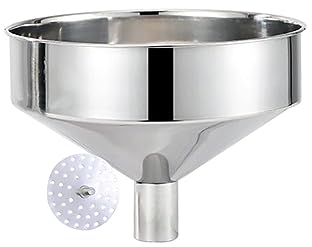 LOGSEE Entonnoir de Cuisine en Acier Inoxydable avec Filtre Amovible 20 cm Entonnoir métallique Multifonctionnel pour liquides, poudres, huiles et confitures (Color : Silver, Size : 20/3.2cm)