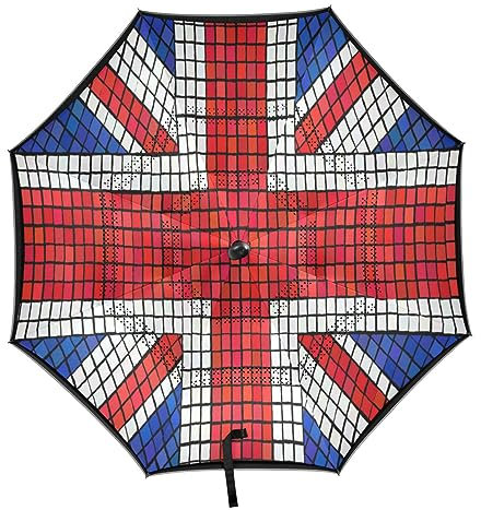 Vnurnrn England Uk Flag Automatic Inverted Umbrella Auto Open Close Windproof Car Reverse UV Protection Travel Umbrellas for Rainy Beach Women