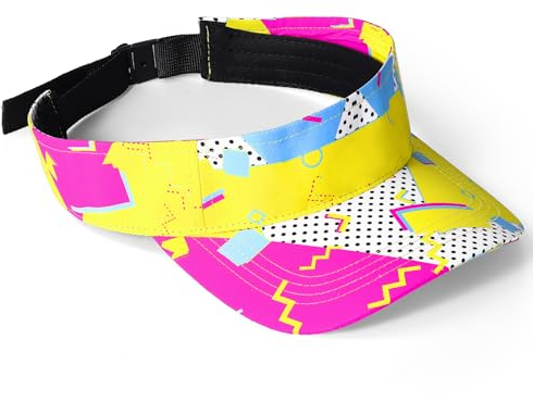 Cindeer 80er Jahre Neon Sonnenvisier für Damen Herren Retro Sonnenschild 90er Party Verstellbar Nylon Sport Visor (Klassisch)