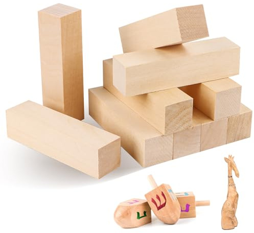 Holzblock Schnitzen 10 Stück Lindenholz Schnitzen Holzblöcke (10x2,5x2,5cm) | Carving Blocks, Lindenholz Rohlinge, Holz zum Schnitzen Drechseln Bastelset, Schnitzholz für Kinder