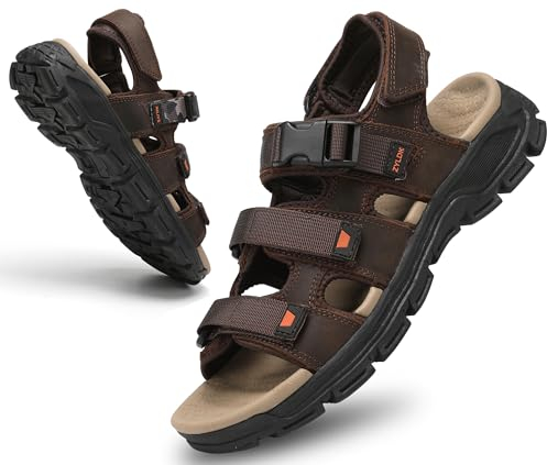 ZYLDK Sandales Homme Cuir Marche Randonnée Été Extérieur Bout Ouvert Chaussures de Sport Plage