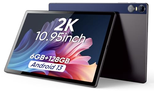 weelikeit Tablet 10,95 Zoll Android 13, Octa-Core, 6 GB RAM 128 GB ROM (1 TF GB), 2000 x 1200 2K FHD-Display, 7000 mAh Akku, 5 MP + 13 MP Kamera-Tablets mit 5G WiFi, Bluetooth 5.0, GPS für Gaming