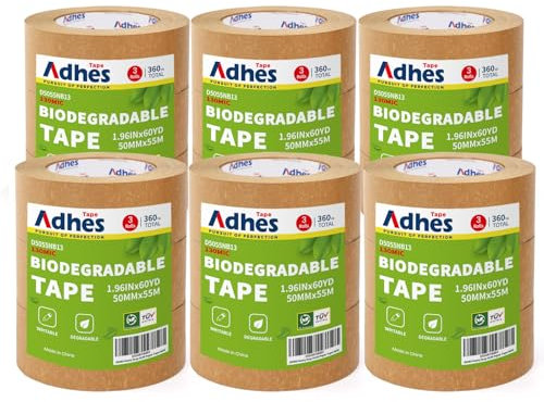 ADHES Kraftpapier Verpackungsband Paketklebeband Papier Kraft Packband,Eco Umweltfreundlich,Recycelbar,Braun,50mm x 55m,18Rolle
