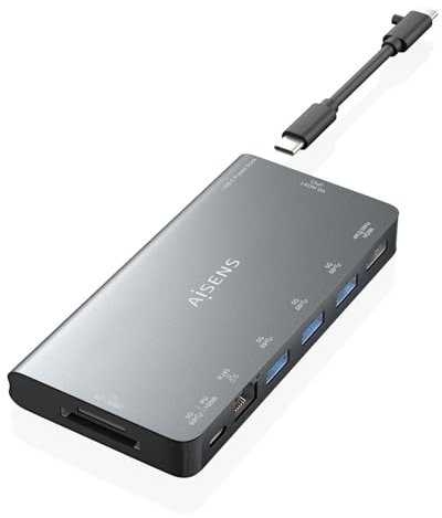 USB-C Dock AISENS 8-in-1 HDMI RJ45 3XUSB-A USB-C Daten + PD 1 x SD 1 x Micro SD