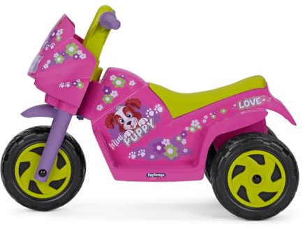Peg Perego Mini Puppy Elektromotorrad für Kinder ab 1 Jahr, wiederaufladbarer Akku mit 6 V, LED-Scheinwerfer, Hupe und Musik, Geschwindigkeit 4 k/h, Zwei Antriebsräder mit gezackter Lauffläche