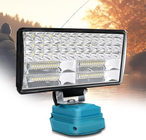 Lámpara con batería compatible con Makita de 18 V, 84 W, inalámbrico, con batería, foco LED brillante, foco portátil, lámpara para obras de construcción, lámpara con cambio entre luz larga y baja