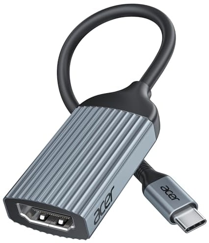 acer Adaptateur USB C vers HDMI 4K@60Hz, Adaptateur Thunderbolt 4 3 Type C HDMI 2.0 Compatible avec iPhone 16 Plus Pro Max 15 MacBook Pro Air Surface Pro 10 iPad Pro Air Galaxy S24 Ultra