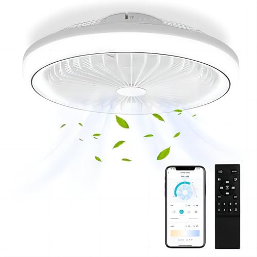 wowspeed Ceiling Fans with Lights and Remote, 47cm Smart Ceiling Light with Fan 3000/4000K/6500K, 2H Timing, 6 Speeds Led Fan Lamp, Fan Ceiling Light for Living Room, Bedroom, Kitchen