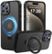 PuyaTeya Handyhülle für iPhone 15 pro max Hülle, [mit Unsichtbarem Ständer ][mit MagSafe] Kratzfeste Anti-Fingerabdruck [Transluzente Matte] Hülle für iPhone 15 pro max 6.7(Schwarz)