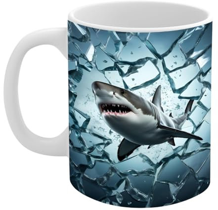 3D Shark Mug - Novelty Coffee Mug, Realistic Shark Design | Fun Ceramic Shark Cup, Unique Drinking, Durablee 3D Shark Coffee Mug, for Shark Lovers and Oceann Enthusiasts, Dishwasher Safe