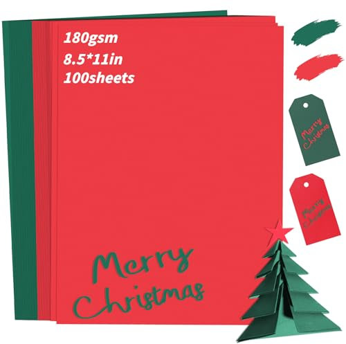100 Blatt Weihnachtskarton, 21,6 x 27,9 cm, 180 g/m², 29,5 kg, schwarzer Karton, schwarzes Konstruktionspapier, Druckerpapier für Einladungen, Schreibwaren-Druck, Basteln, DIY-Karten