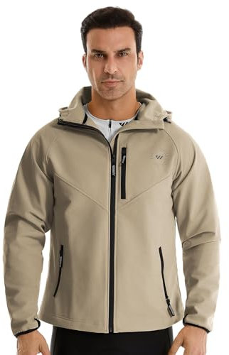 Wulibike Veste Vélo Homme, Légère Veste Imperméable Running Homme,Réfléchissante Coupe-Vent pour Cyclisme et Activités de Plein Air Kaki L-A4