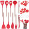 Arquiel Utensilios De Cocina De Silicona, 22 Piezas Juego De Utensilios De Cocina Resistentes Al Calor Para Sartenes Antiadherentes, Menaje De Cocina Con Mango De Acero Inoxidable (Rojo)