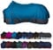 RL24 - Weidedecke 600D Basicline – als Regendecke & Übergangsdecke – Wind- & wasserdichte Outdoordecke mit Innenfutter & Kreuzbegurtung – Pferdedecke in Petrol/Graphit – 145cm (Nylonfutter)