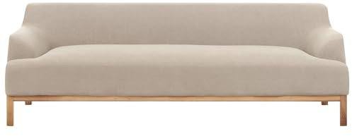 Beliani 3-Sitzer Sofa Stoffbezug Taupe mit Armlehnen hohe Holzbeine Skandi-Stil Sosjo