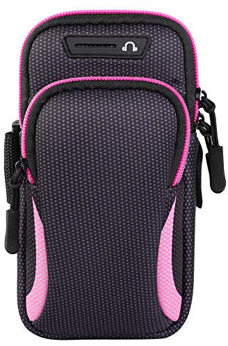 Fascia da braccio sportiva da corsa per iPhone 16 15 14 13 12 Pro Max Samsung Galaxy S24 Ultra S23 FE A15 A14 A04 A55 A54 Google Pixel 9 8 Pro (rosa/nero)