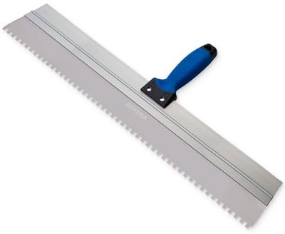 REFINA Serrated Spatula for Base Coats & Monocouche - 32 (800mm) Stainless Steel Spatula w/ 6mm (C2) Square Notch Blade & Ergonomic Grip - Rendering Tools for Reducing Air Pockets & Levelling