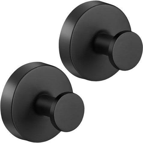 flintronic 2 Stück Schwarz Wandhaken, Saugnapf Haken, Saugknöpfe Saugnäpfe, Handtuchhaken Bademantelhaken Ohne Bohren, Extra Stark Badezimmer Haken, Edelstahl Wasserdicht Saughalter, Handtuchhaken